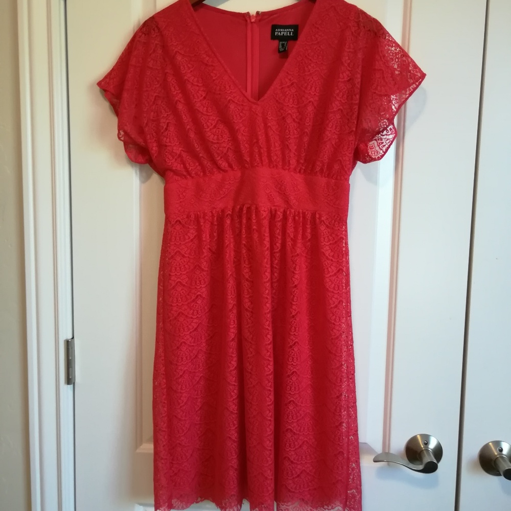 Coral Adrianna Papell Lace Dress